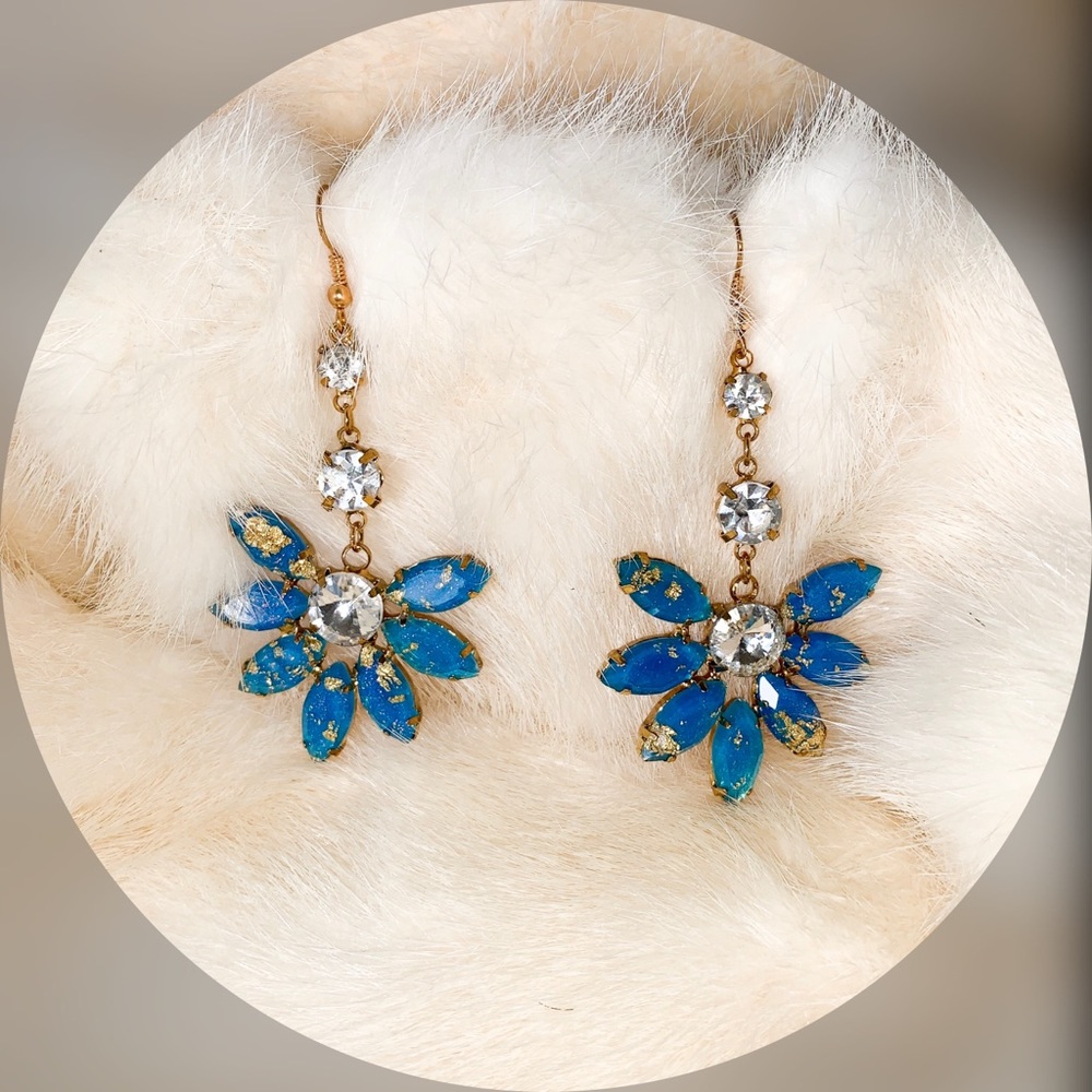 Aquamarine Flower Drop Earrings